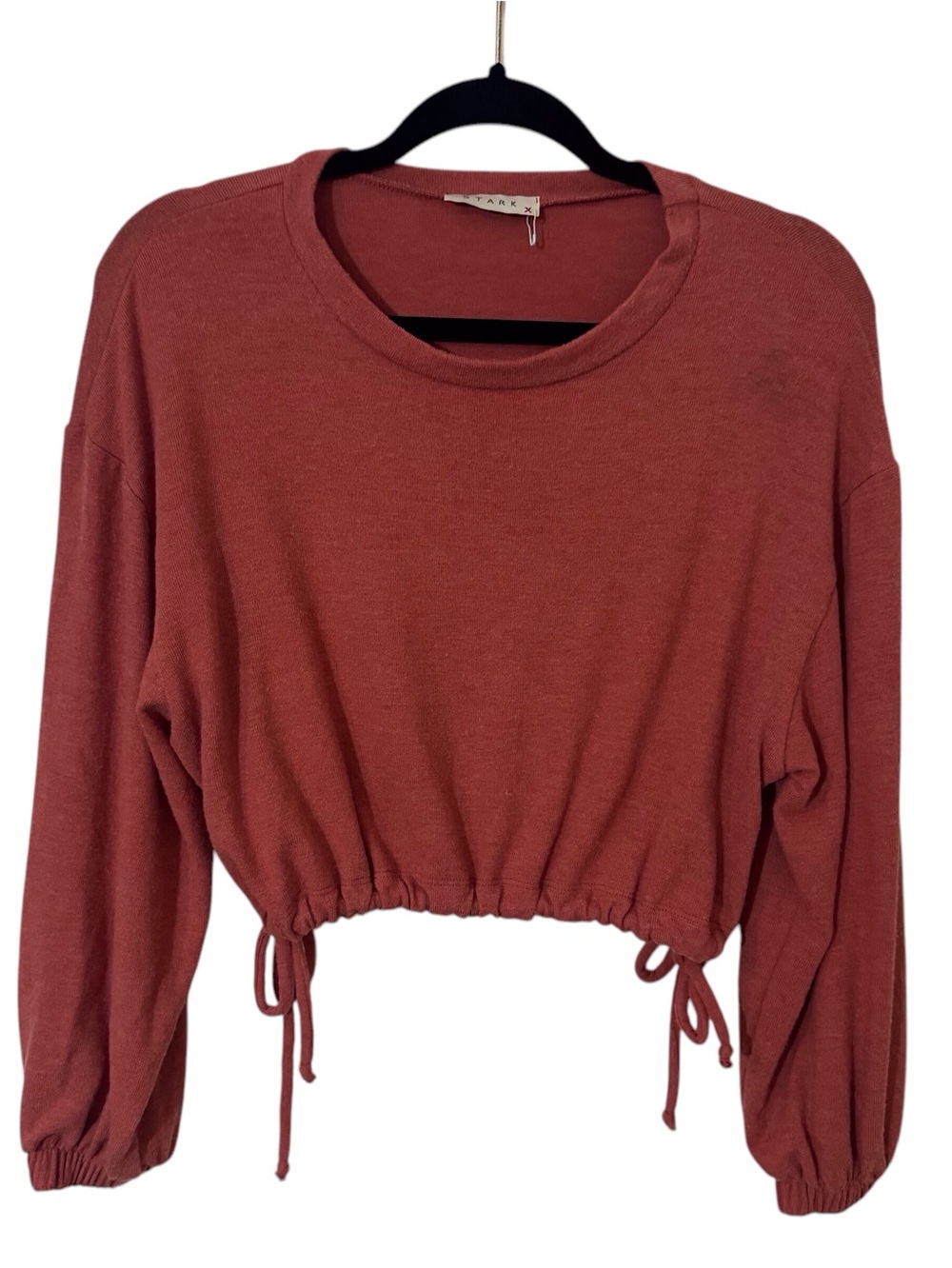 Stark X Size X-Small Rust Orange Boxy Cinched Waist Pullover Cropped Blouse Top